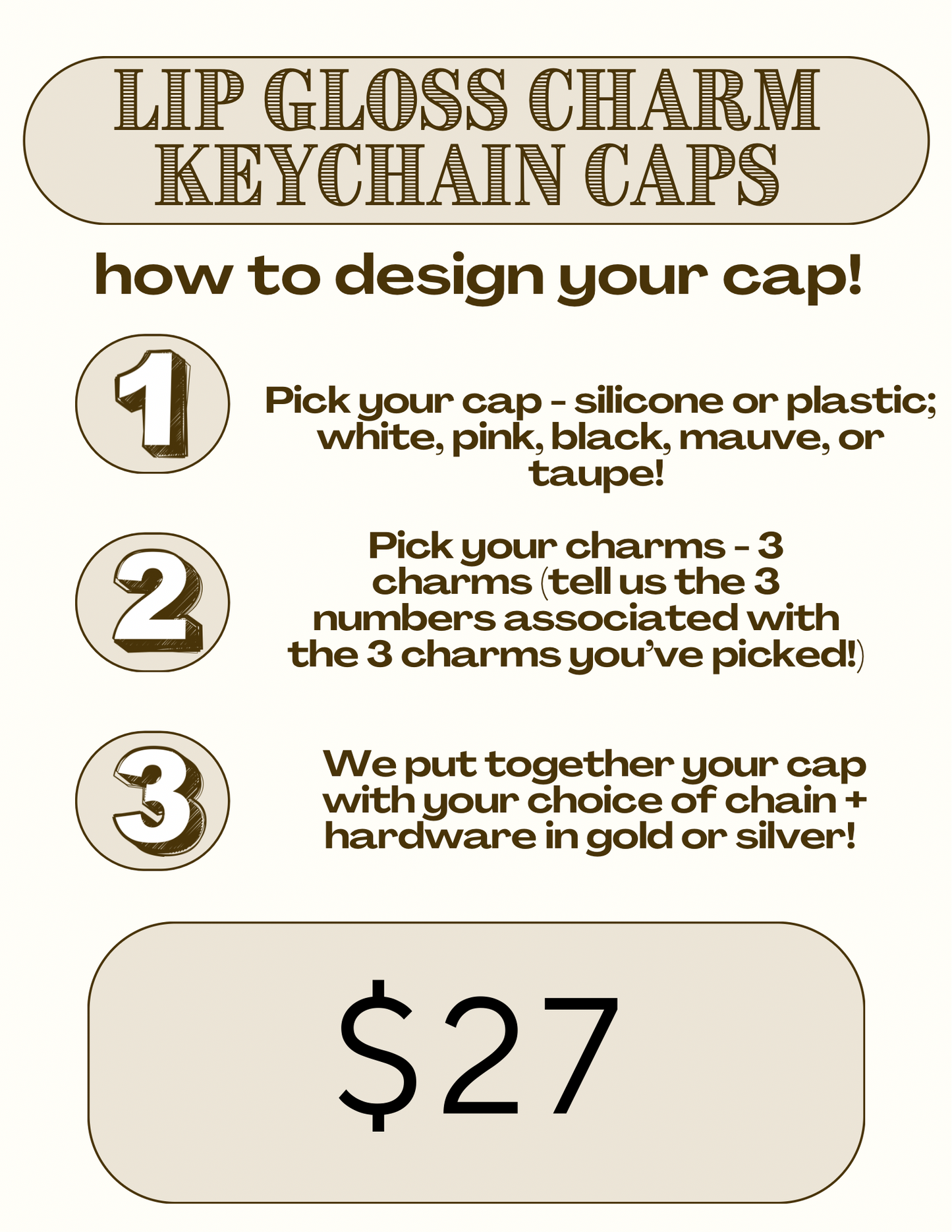 Lip Gloss Charm Cap Keychain - build your own!